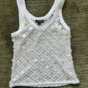 J.Crew Crochet shell embroidered tank XS